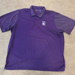 Northwestern University Purple Striped Men's Polo Shirt Size XXL